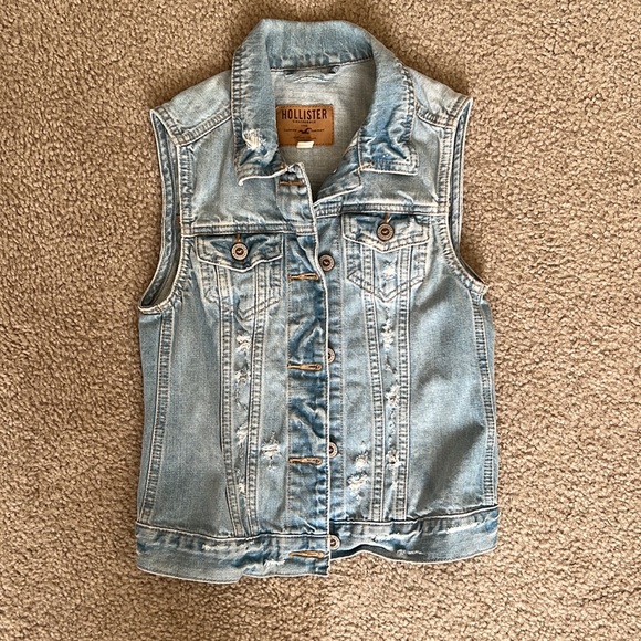 Hollister Light denim, ripped vest Sz S - Picture 2 of 3
